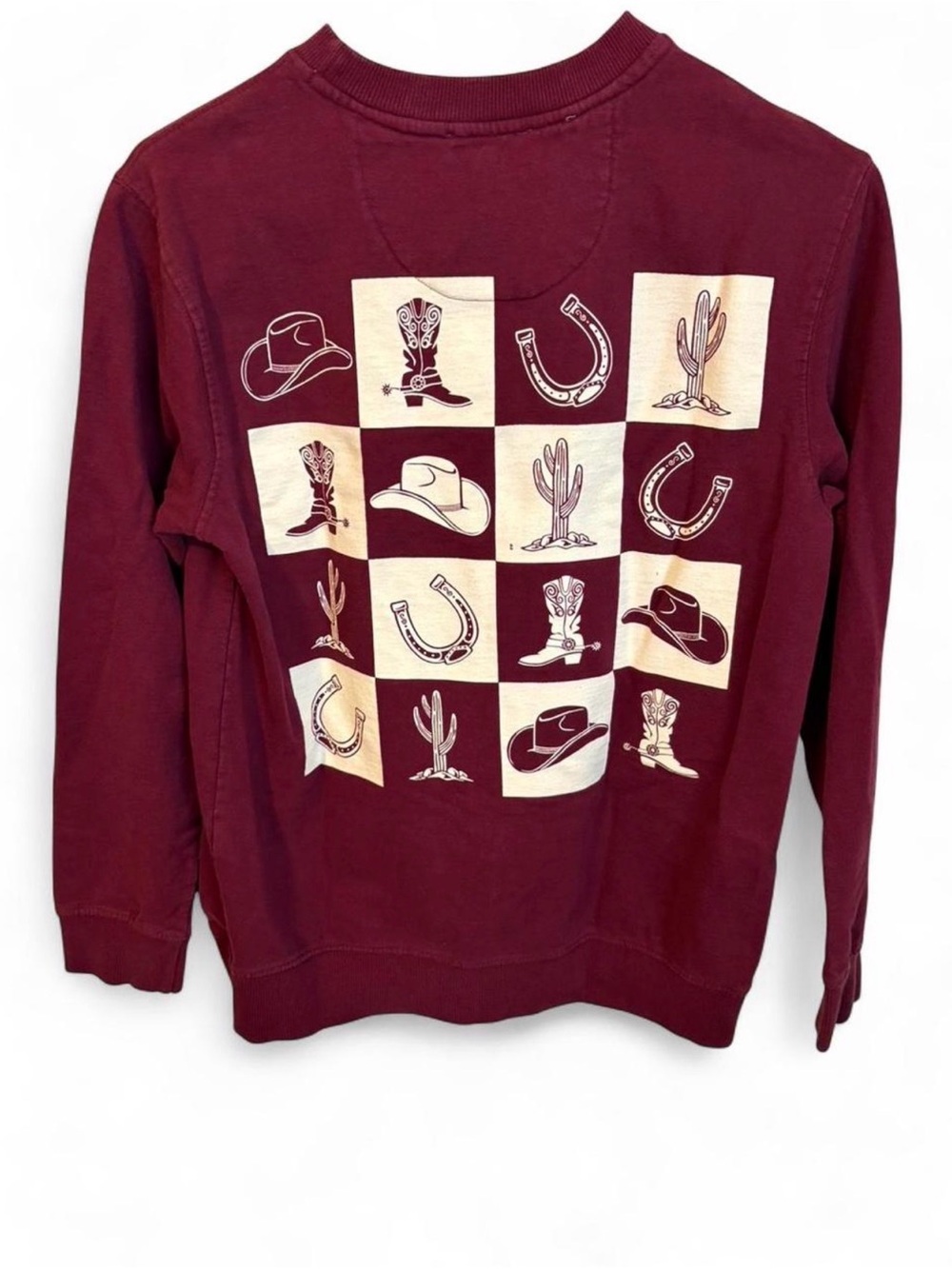 Howdy Y'All Crewneck Sweatshirt - Burgundy - Picture 2 of 6